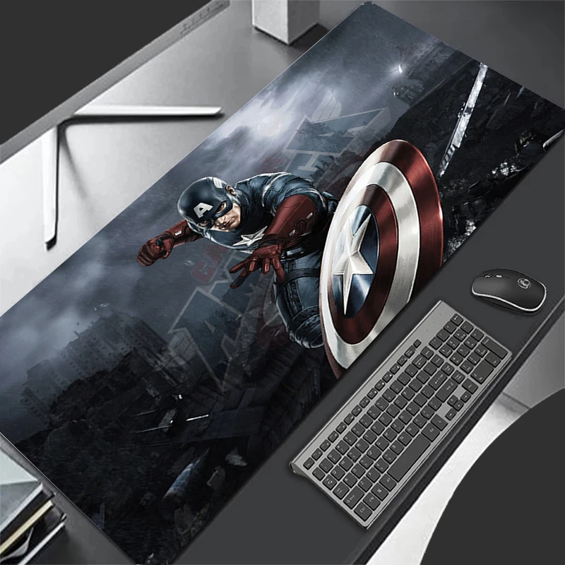 

Gaming Mouse Pad Captain America Desk Mat Game Mats Laptop Cool Mousepad Anti-skid Computer Desk Accessories 900x400 Mause Pc