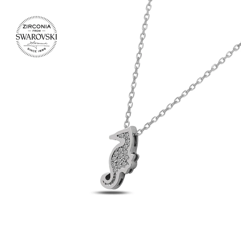 Silver 925 Sterling Swarovski Zirconia Gemstone Seahorse Necklace | Украшения и аксессуары
