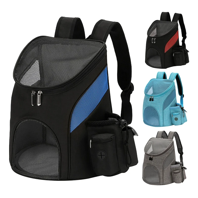 

Breathable Puppy Carrying Bag Pet Carriers Bag Cats Double Shoulder Bag Outdoor Travel Backpack with Safety Zippers