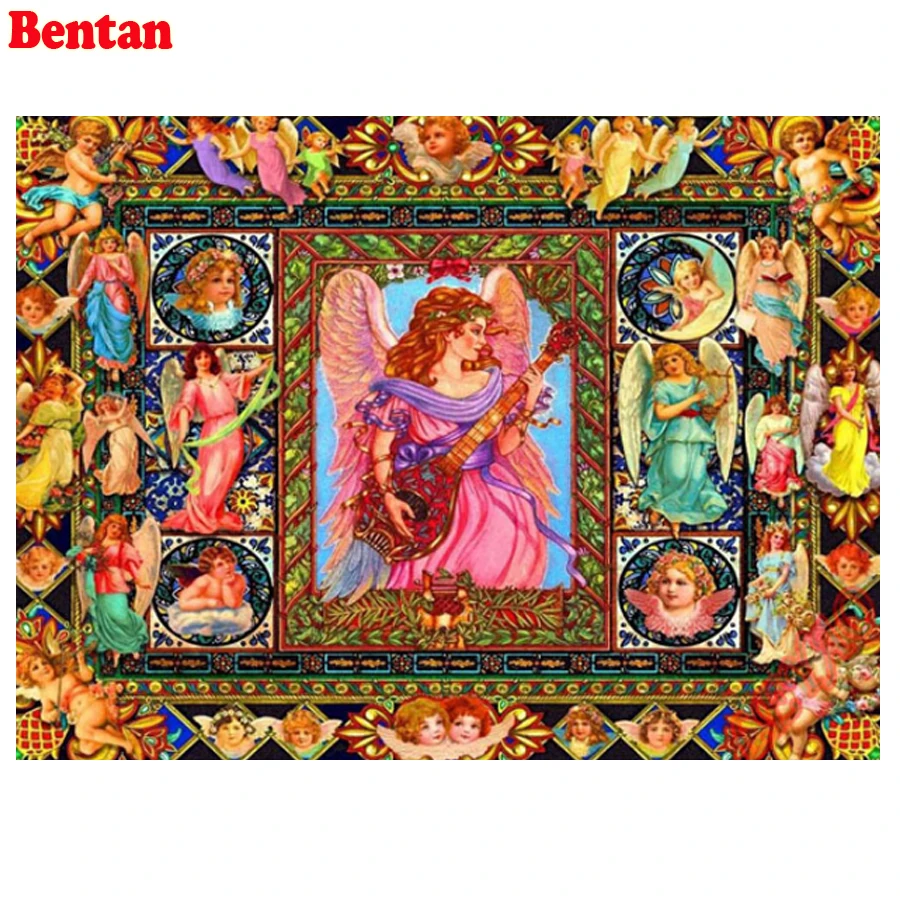 

Full Square Round Diamond Painting Angel Guitar 5d Diy Diamond Embroidery Rhinestones of Pictures Mosaic Home Decor