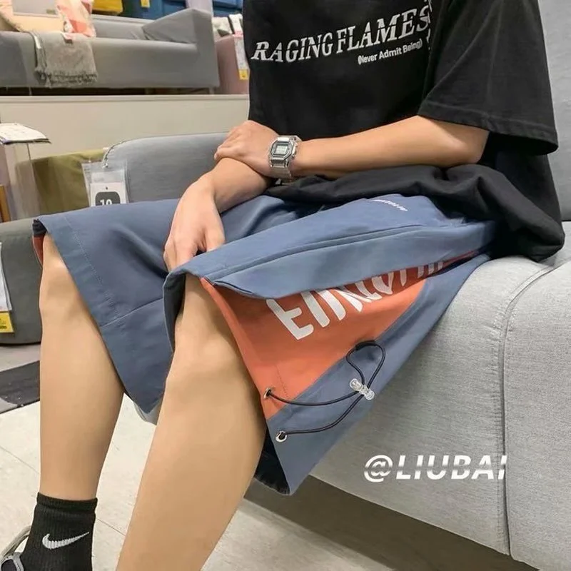 

Tide Brand Loose Shorts Men Summer 2022 New Letter Printing Straight Five-point Pants Sports Casual Basketball Shoorts Splicing