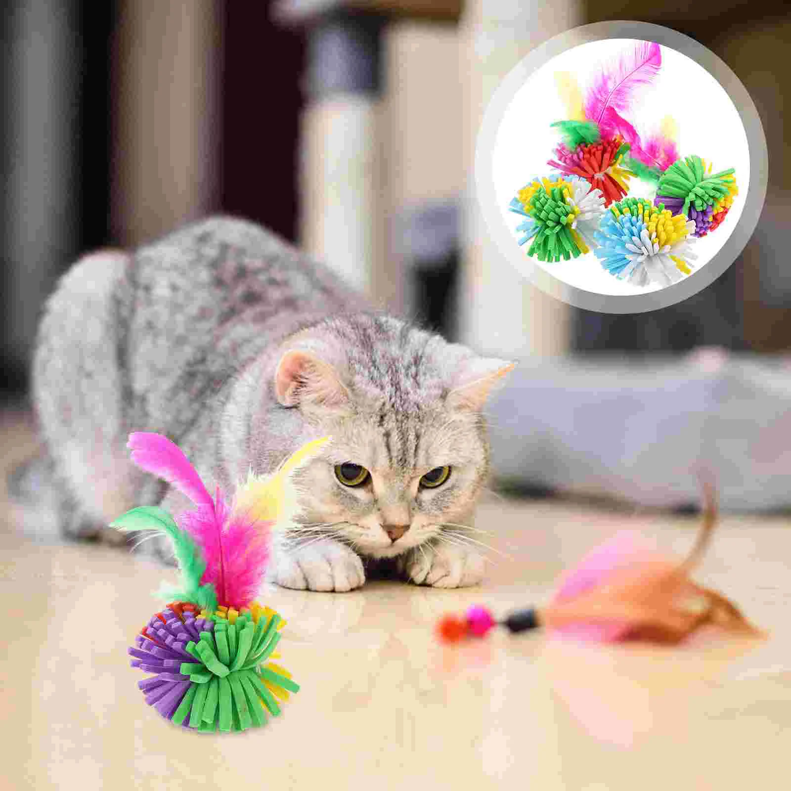 

4 Pcs Cat Toy Ball Toys Kittens Cat Colorful Balls Pet Supplies Pet Chasing Toys Eva Cat Scratching Toys Cat Balls Toy