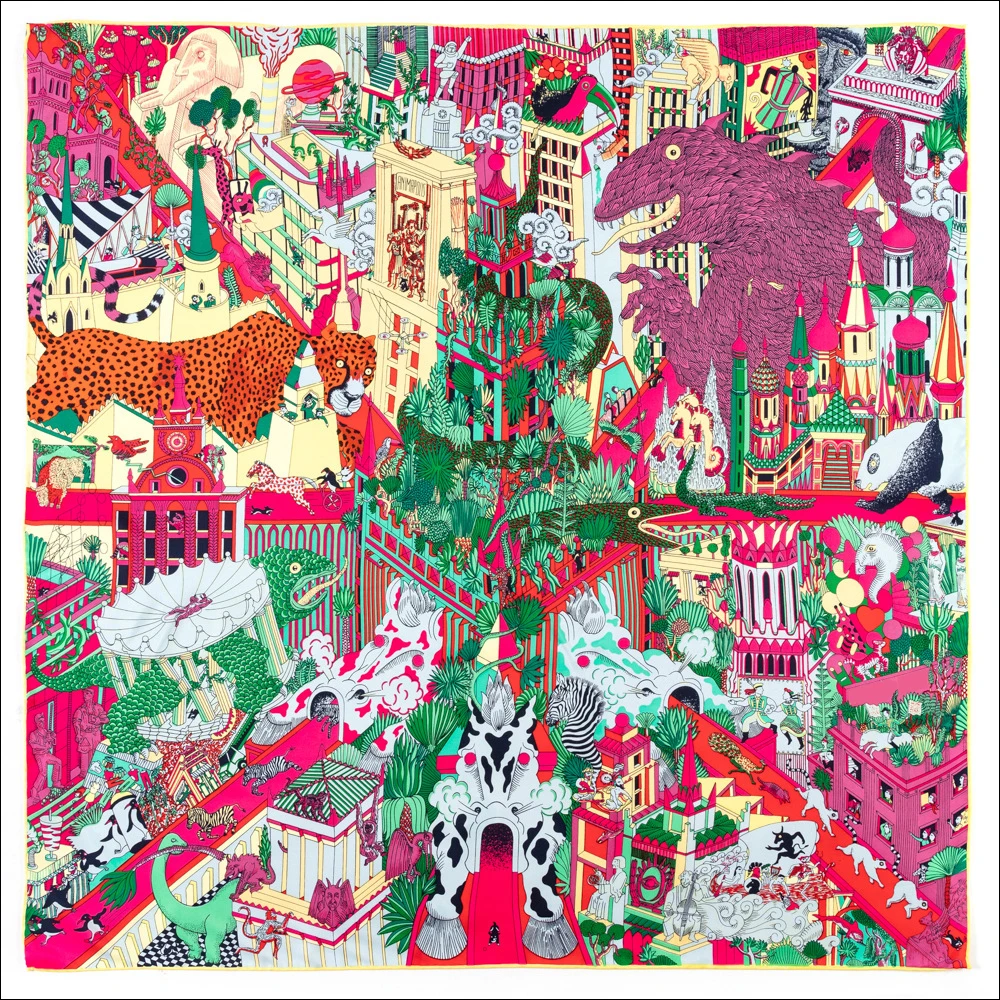 

Саржевый шелковый шарф 90 см, ручная работа, стандартная бандана 90, дизайнерские квадратные весенне-летние шарфы, шарф из шелка с ручным пере...