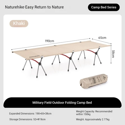 Naturehike Junye складная кемпинговая кровать темно-зелёная