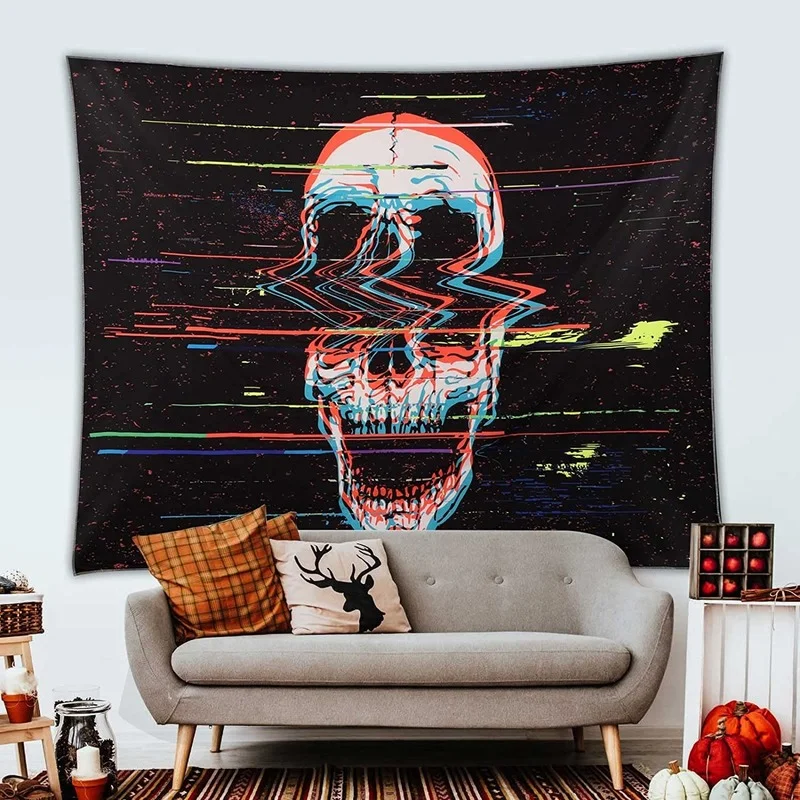 

Fashionable Skull Print Decorative Tapestry Wall Hanging Party Living Room Bedroom Dormitory Decoration Background Wall Covering