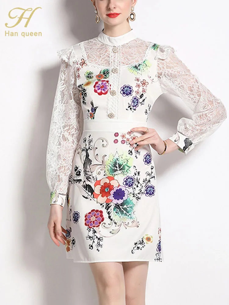 

Женское винтажное платье в стиле пэчворк H Han Queen, кружевное простое модное шикарное офисное Повседневное платье для работы, лето