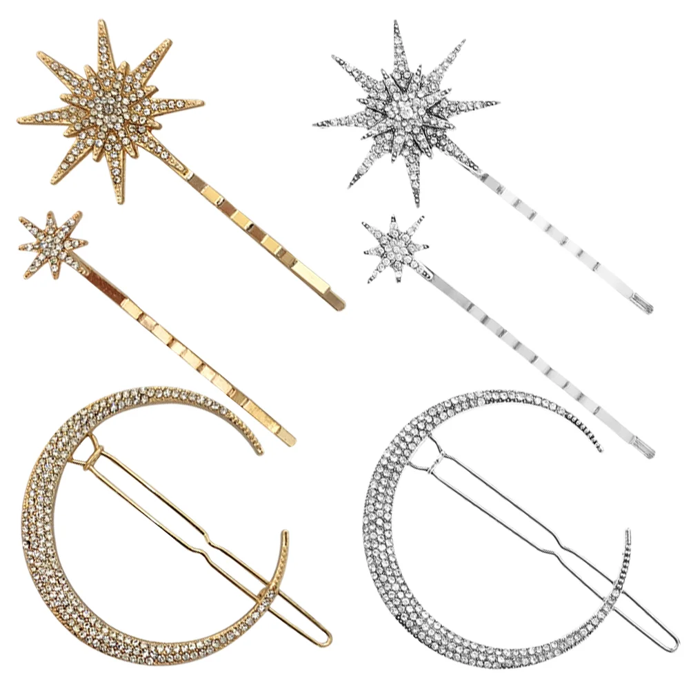 

Star Hair Clips Decorative Barrettes Accessories Women Moon Decorations Styling Sectioning Golden