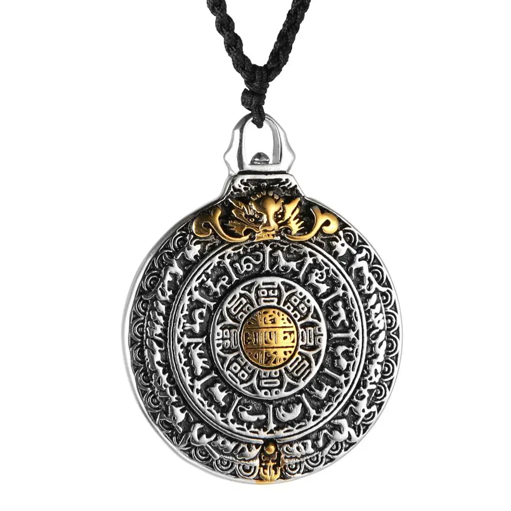 Винтажное тибетское религиозное гадания HZMAN для мужчин и женщин, ожерелье с подвеской из нержавеющей стали с цепочкой, религиозные очаровательные ювелирные изделия
