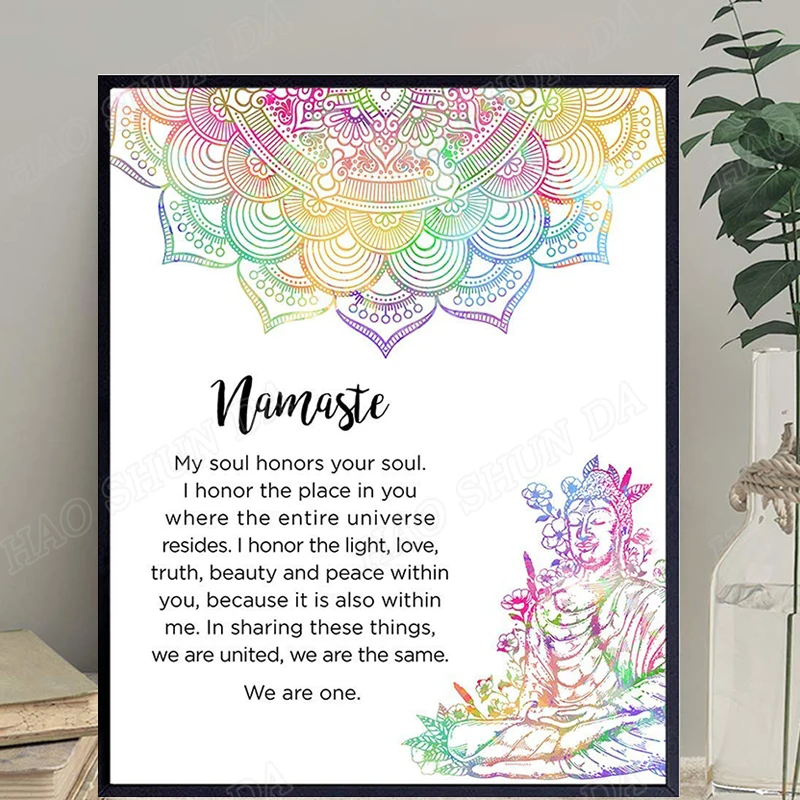 

Buddhist Buddhism Art Zen Namaste Wall Decor Poster Canvas for Yoga Room Spa Decoration Spiritual Age Meditation Gift for girl