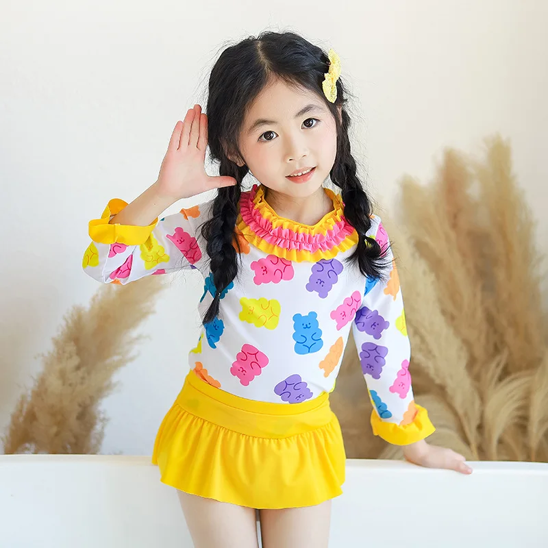 

Женский раздельный купальник с длинным рукавом и юбкой