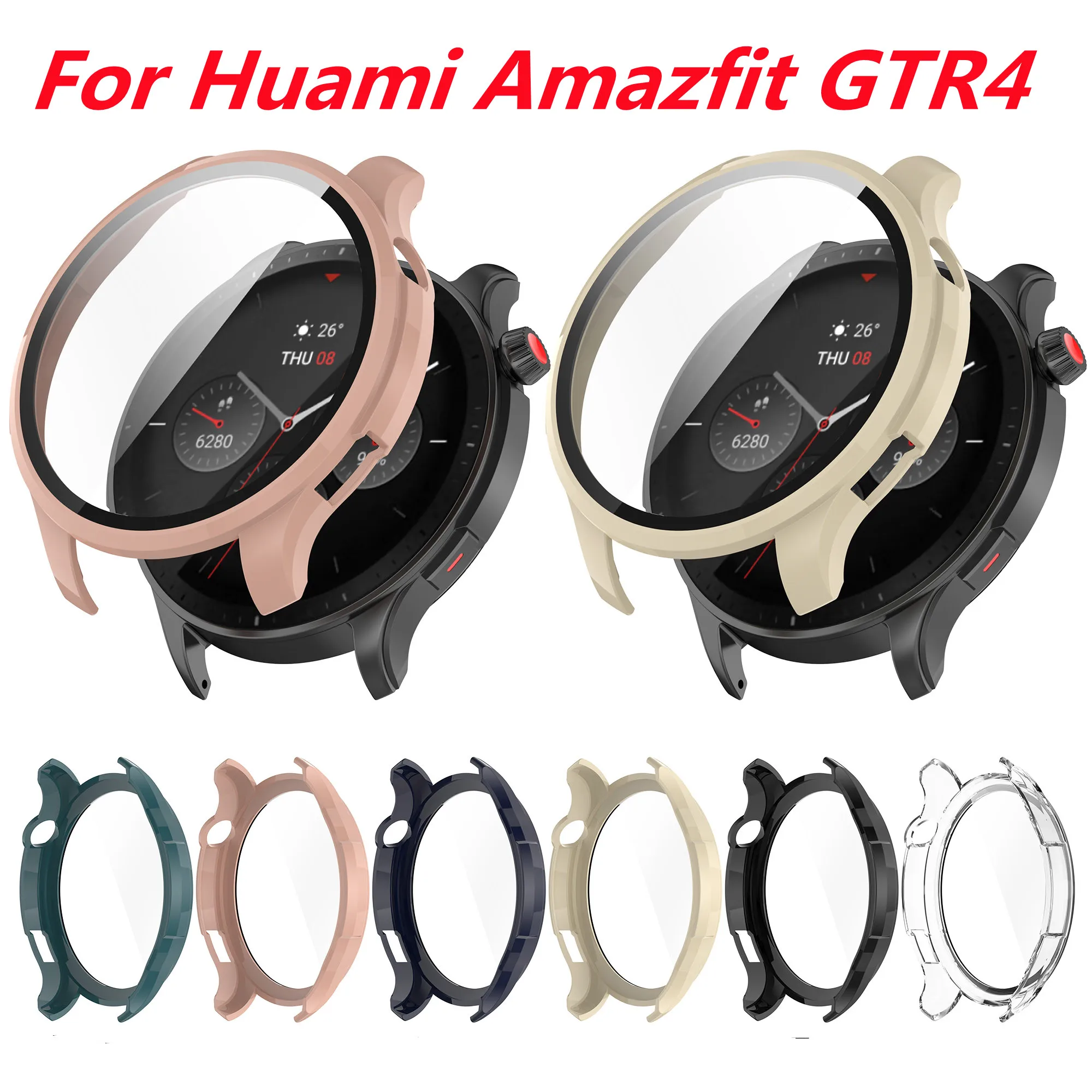 

Защитный чехол 2-в-1 + Защита экрана для смарт-часов Huami Amazfit GTR4 46 мм силиконовый чехол и закаленное стекло доступ к часам