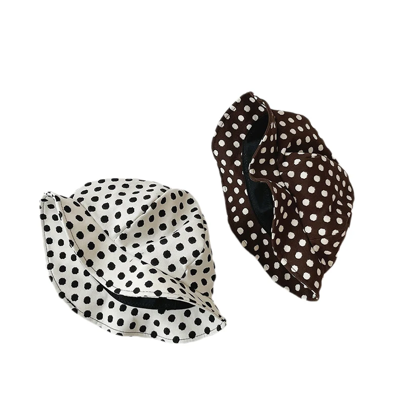 

2022 Baby Bucket Hat for Girls Boys Cotton Dot Print Fisherman's Hats Spring Summer Outdoor Suncap Children Accessories for 2-5Y