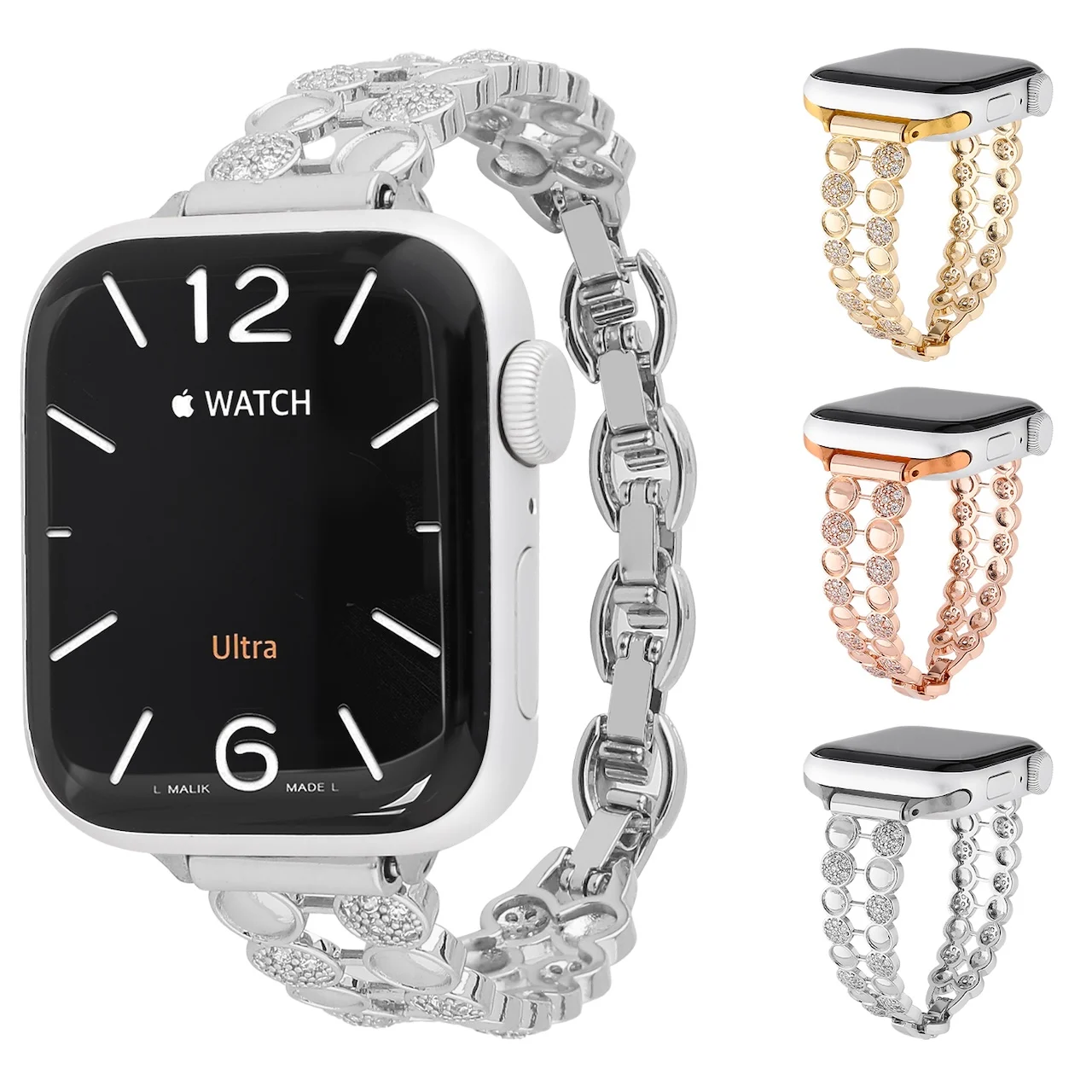 Фото Двухрядный браслет из круглых бусин для Apple Watch 38/40/41/42/44/45/49 мм, многоцветный, роскошный, для iWatch Ultra №1