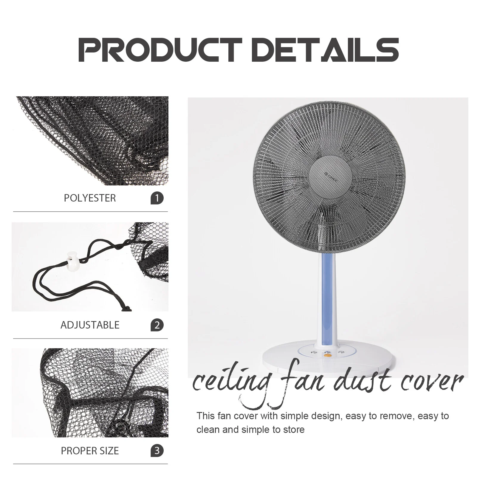 

Filter Protective Fan Cover Reusable Electric Washable Dust Protector Floor Polyester