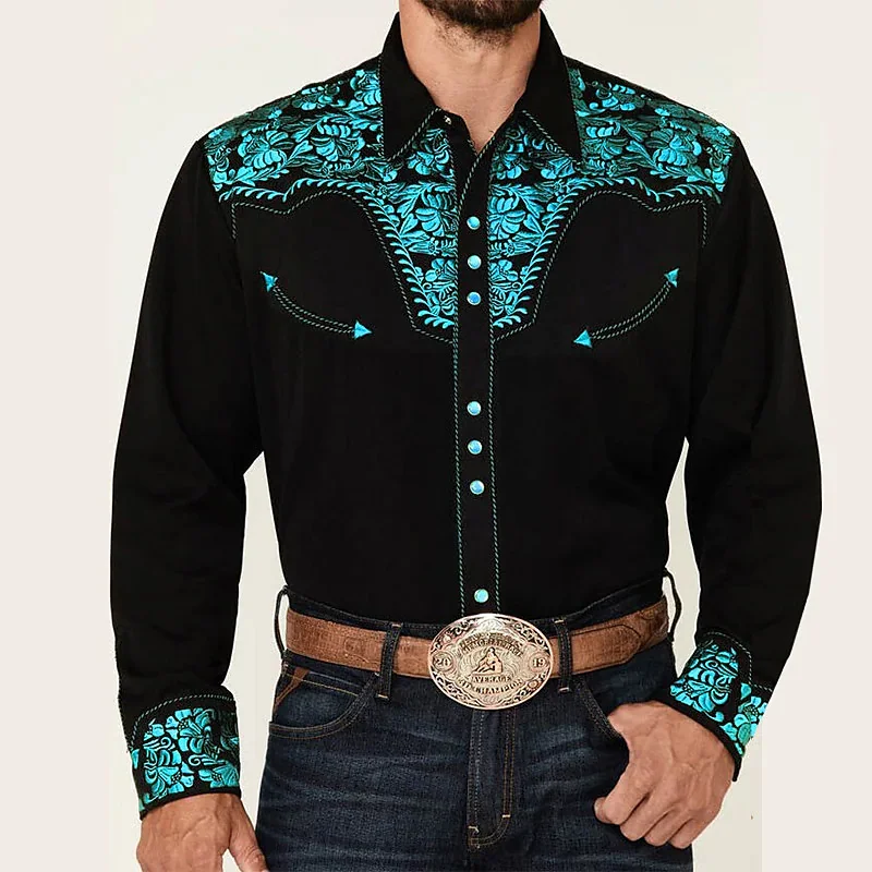 2023 Fashion Luxury Social Men's Shirt Polo Button Shirt Casual Western Print Top Men's Prom Cardigan Plus Size S-6XL