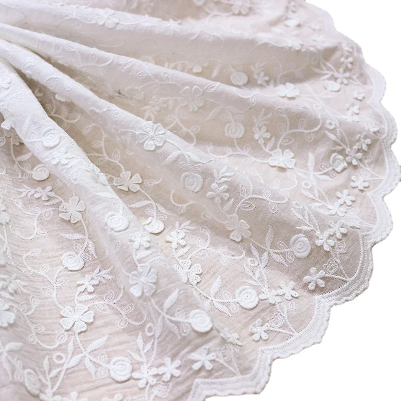 

2Yards/lot Width 32cm Bedding and Curtain Sewing Materials Cotton Embroidered Lace Fabric Handmade DIY Sewing Lace Trim RS4421