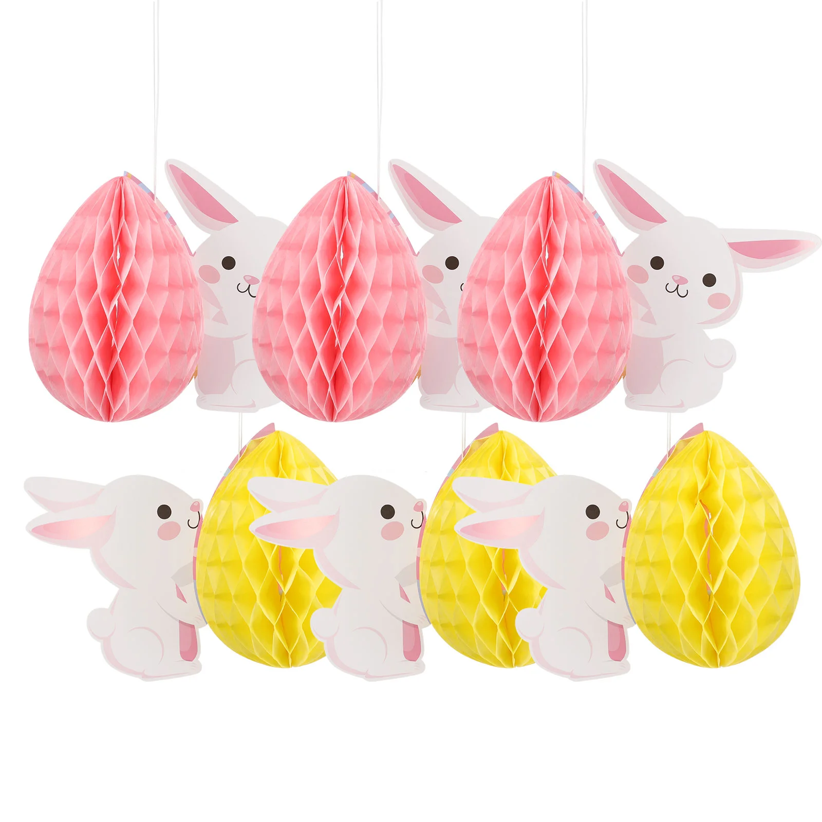 

Easter Honeycombparty Hanging Decorations Paper Ornament Bunny Decoration Decortissue Flower Ceiling Egg Supplies Favor Pom Poms