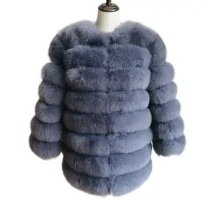 70CM 100% Real fur real fur fox coat outfit long sleeves quality silver fox women winter warm thick 