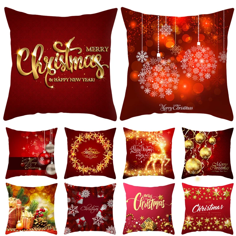 

Christmas Red Green Pillowcase Snowman Christmas Tree Santa Claus Cushion Cover For Sofa Car Home Xmas Gifts 26 Styles