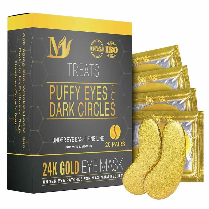 

24k Gold Under Eye Patches 20 Pairs Eye Sheet Pure Collagen Under Eye Cover Reduce Fine Lines Dark Circles Puffiness For Men