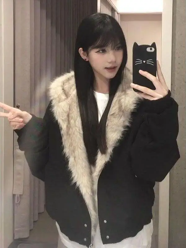  Американская плюшевая куртка с капюшоном на хлопковой подкладке. Верхняя