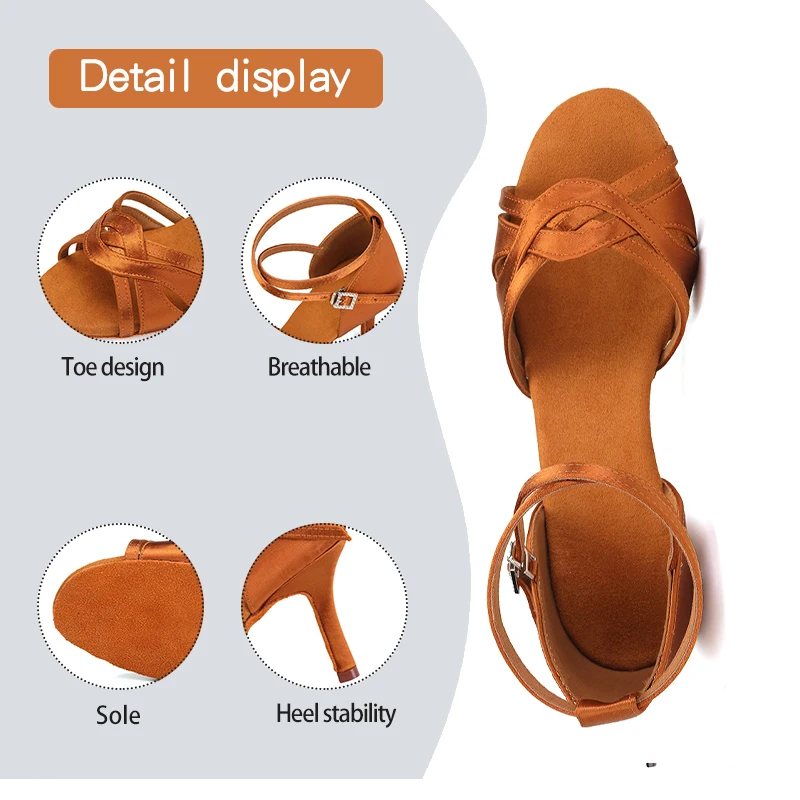 DKZSYIM Women Latin Dance Shoes Ballroom High Heel Party Dance Shoes Soft Sole Silk Tango Salsa Shoes For Ladies Girls Sandals