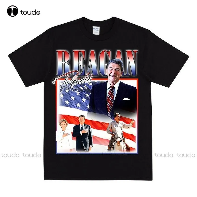 

Ronald Reagan New T-Shirt, Nancy Reagan Portrait, American Flag Print, 1980S Politics Digital Printing Custom Aldult Teen Unisex