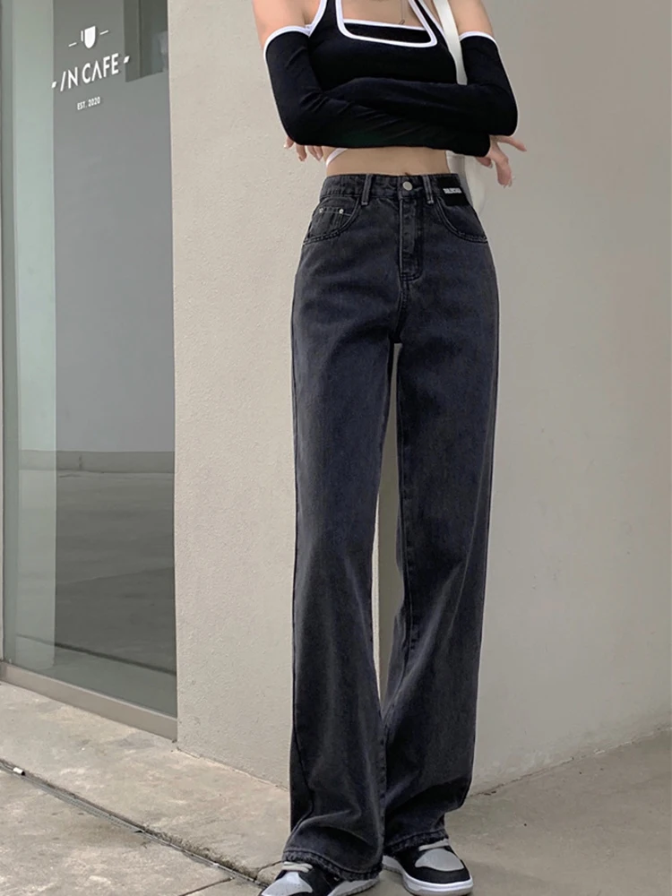 

High Waist Straight Jeans Women New Fashion Classic Self Cultivation Wide Leg Trouser Lady Vintage Casual Jean Pants 2022