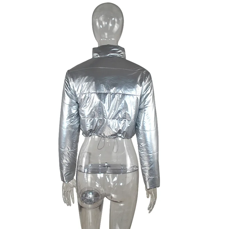 Autumn and Winter European and American Women's Jackets Amazon's New Warm Shiny Stand-up Collar Short Bread Jacket Down Jacket