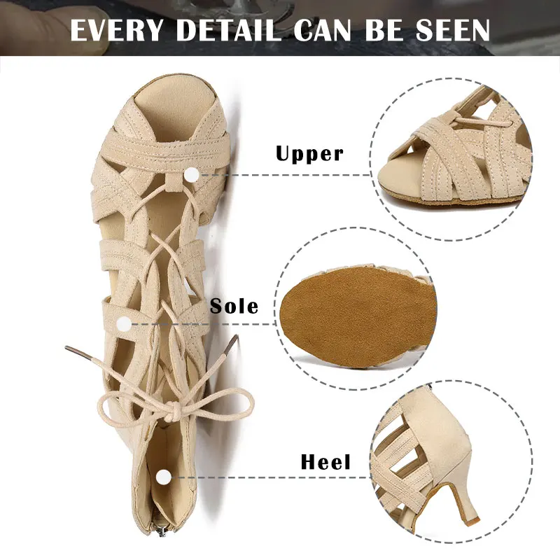 SWDZM Latin Dance Shoes Women Dancing Shoes Ladies Hollow out Ballroom Dance Boots High Heels Salsa Tango Dance Shoes Indoor