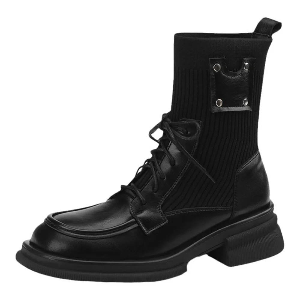 

Platform Ankle Boots Women Boots Winter Leathe Boots Lace Up Ankle Boots Motorcycle Thick Heel Platform High Heels