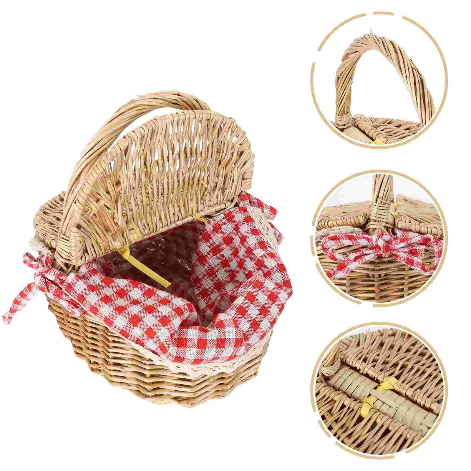 

Basket Storage Wicker Woven Picnic Flower Willow Baskets With For Bread Fruit Handles Handheld Flowers Kitchen Vegetable Easter