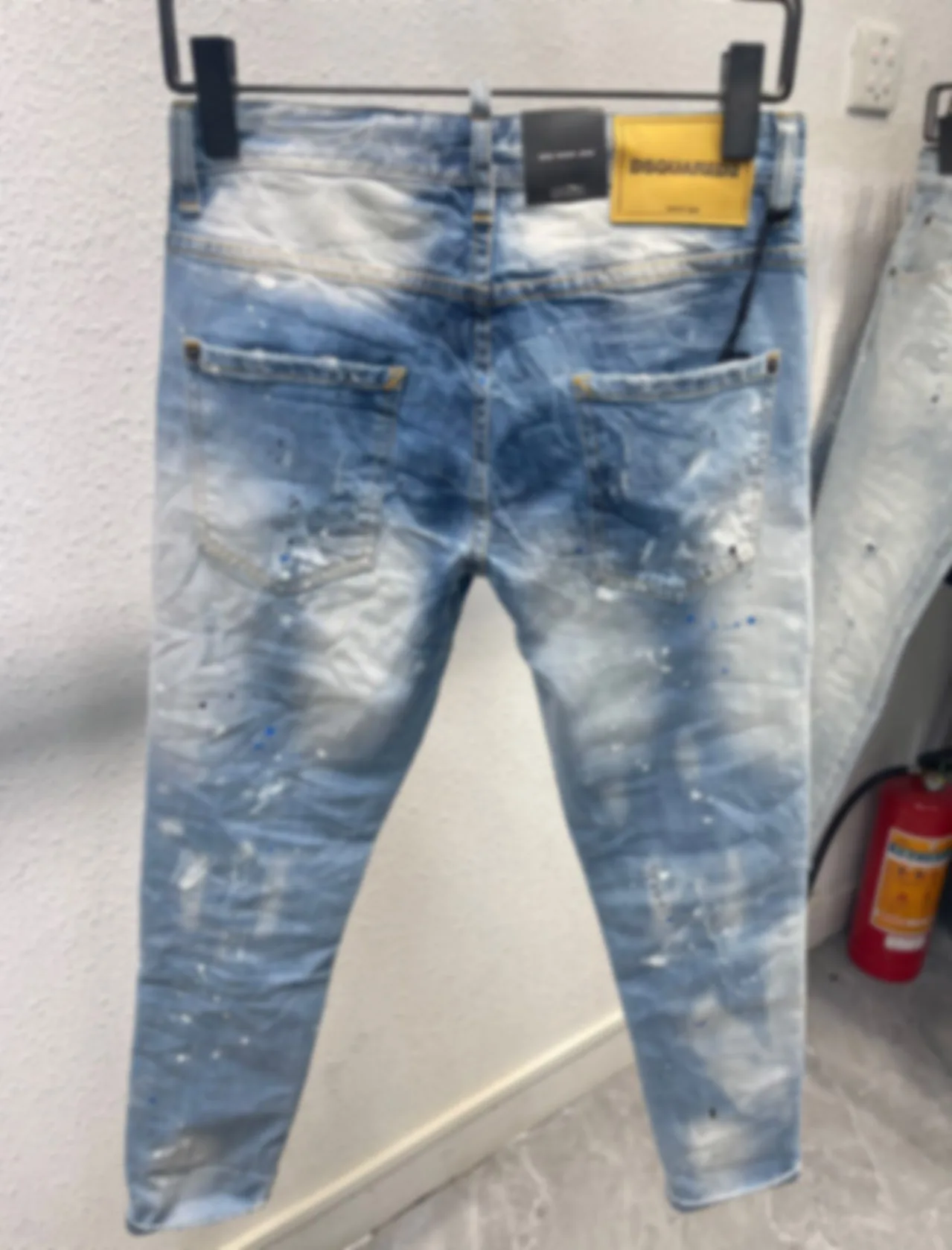 Spring/Summer 2023 New Fashion Men's Blue Speckle Jeans Fashion Wash Slightly Elastic Simple Versatile Slim-fit pants