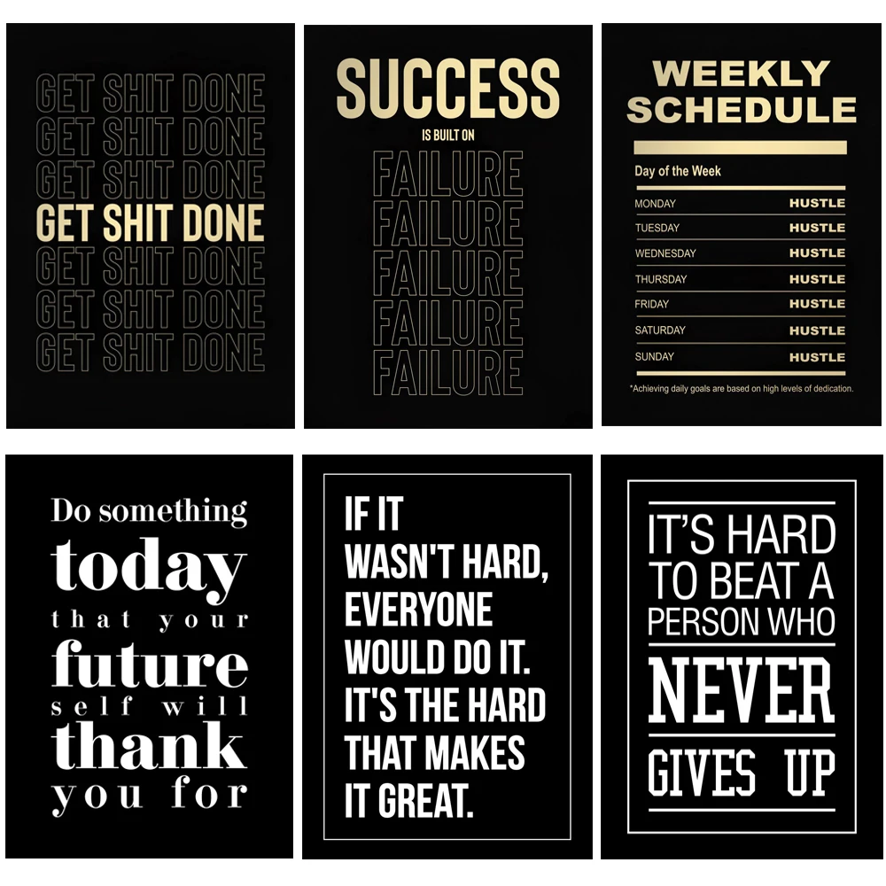 

Success Schedule Canvas Painting Motivational Art Quote Wall Posters Prints Picture for Office Home Decor