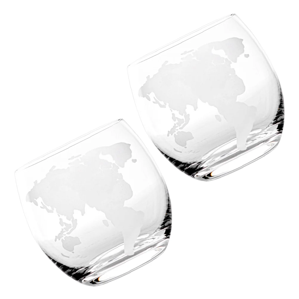 

2Pcs Map Printing Glass Cups Coffee Drinking Glasses Decorative Drinks Cup