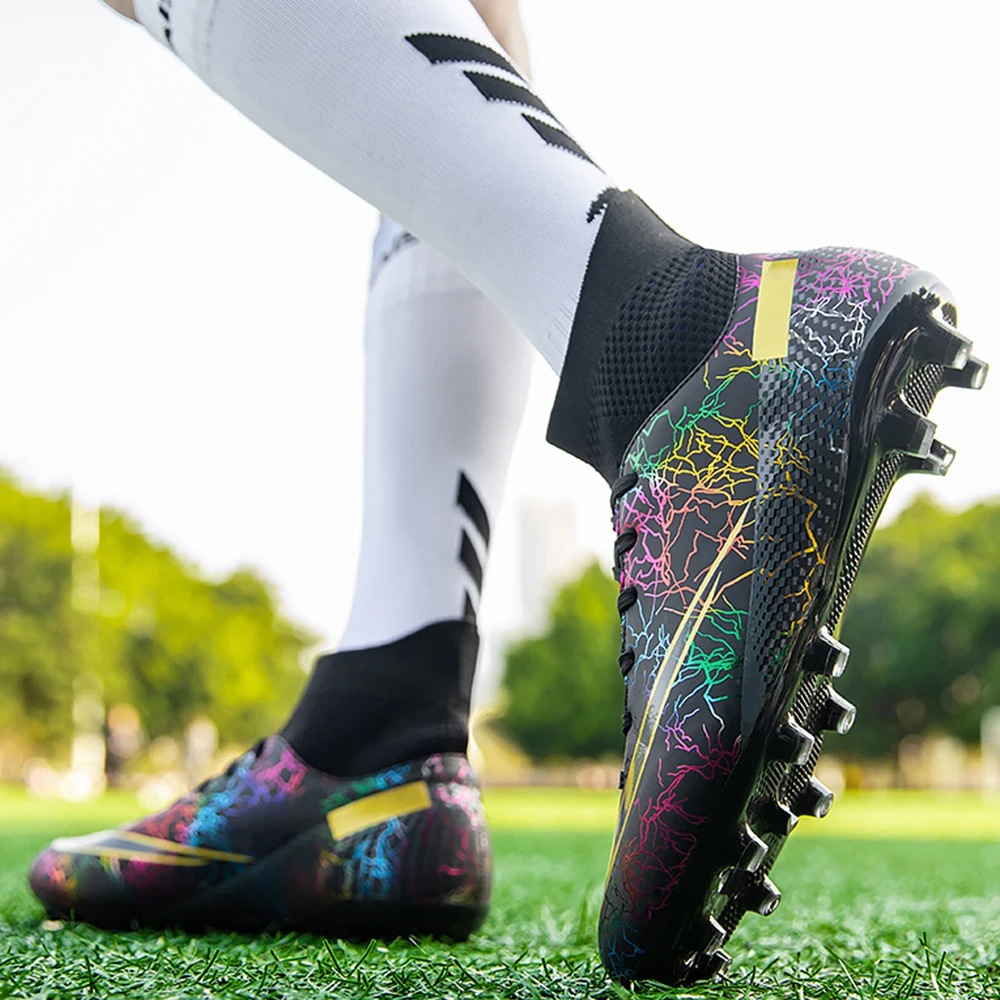 2023 Mens Soccer Cleats High Ankle Shoes Long Spikes TF/AG/FG Outdoor Training Boots Men Women Sneakers Chuteira Futebol New