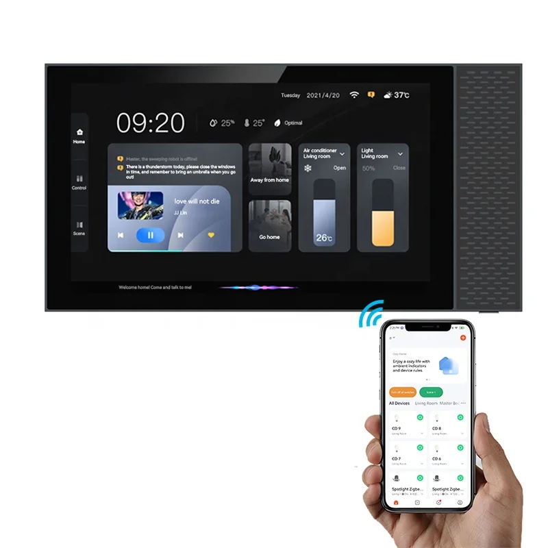 

2022 7'' tuya HD LCD touch control panel Android Smart Central Control with audio music play for smart home