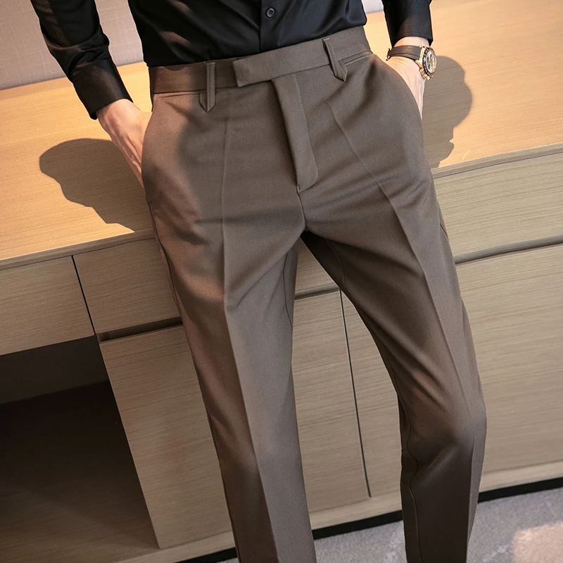 

Pants Fit Suit Men Fit Slim Trousers Pants High Office Men Solid Quality Slim Men 2022 28-36 Color Size Business Dress Plus
