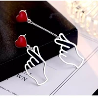 fashion hollow asymmetrical than heart gesture earrings for korean minimalist women earrings jewelry accessories wholesale