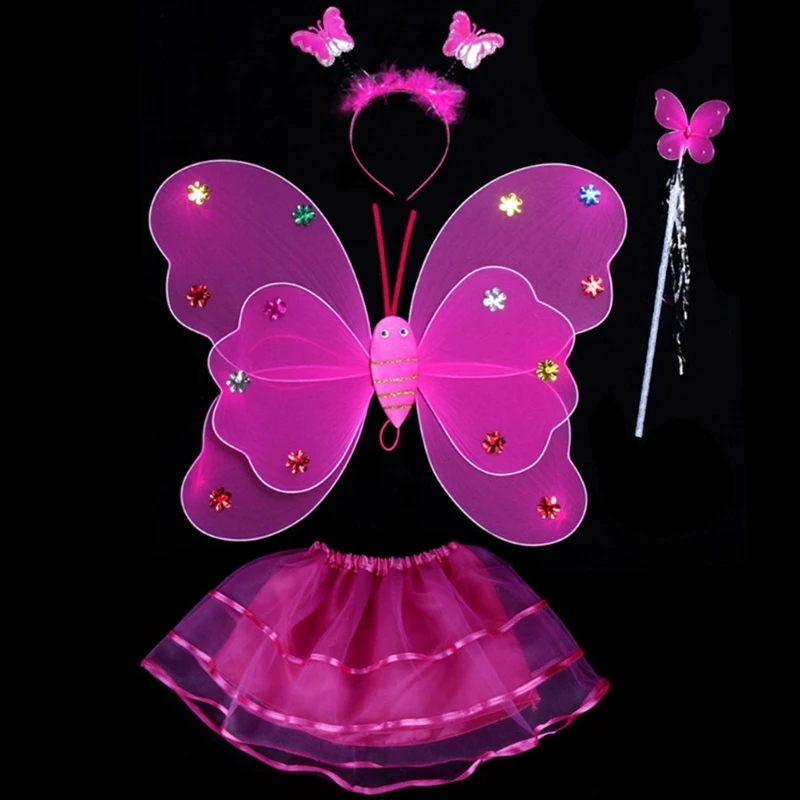 

Светодиодов повязка на голову с изображением бабочек и крыльев, нарядное платье-пачка, костюм принцессы ангела, Прямая поставка