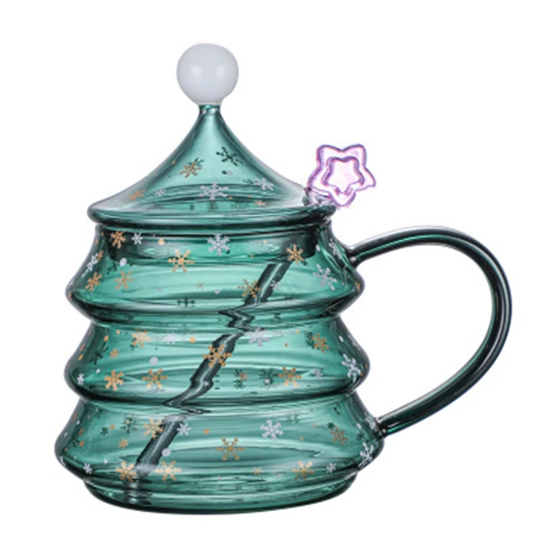 

Creative Gift Christmas Cup Christmas Tree Glass High Borosilicate Glass With Cover
