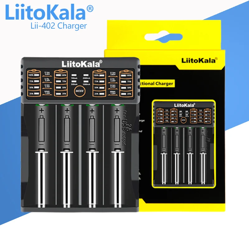 Фото Интеллектуальное зарядное устройство Liitokala Lii-M4S M4 202 402 18650, подходит для аккумуляторов 26650, 21700, 32650, 18500, 20700, 16340, CR123A, AA. №5