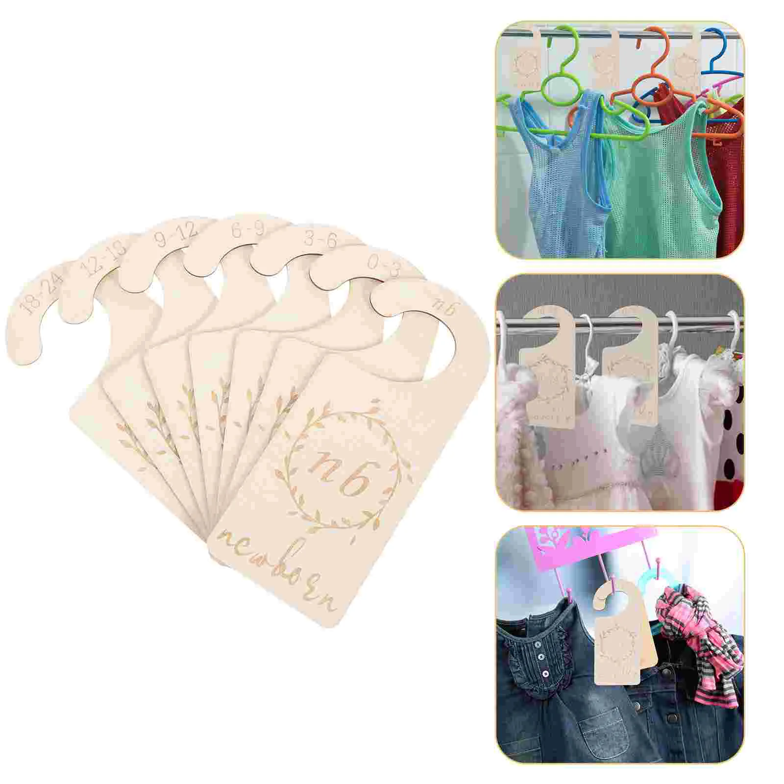 

7Pcs Wood Clothes Size Dividers Baby Closet Organizers Newborn Wardrobe Dividers for Gift Home Mother