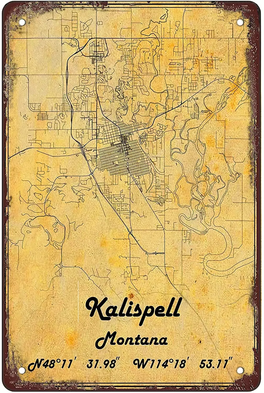 Ретро Забавный металлический знак листовые знаки жестяной США карта Kalispell