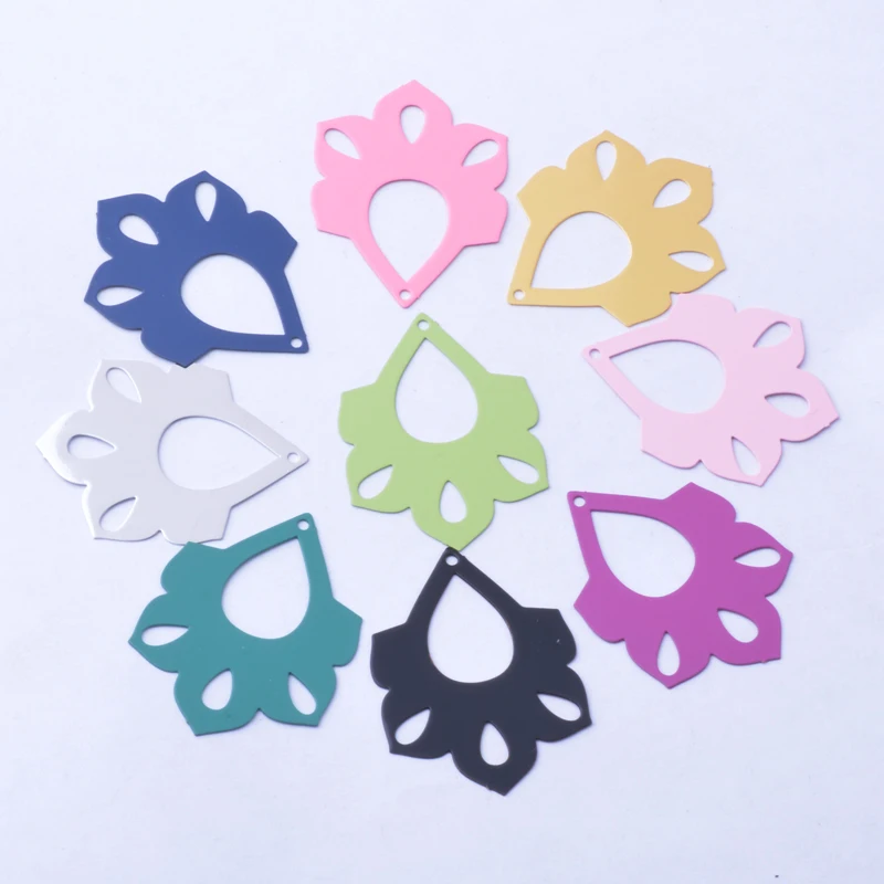 

30pcs AD3643 Brass Painted Flower Teardrop Charms Pendant DIY Jewelry Earring Findings