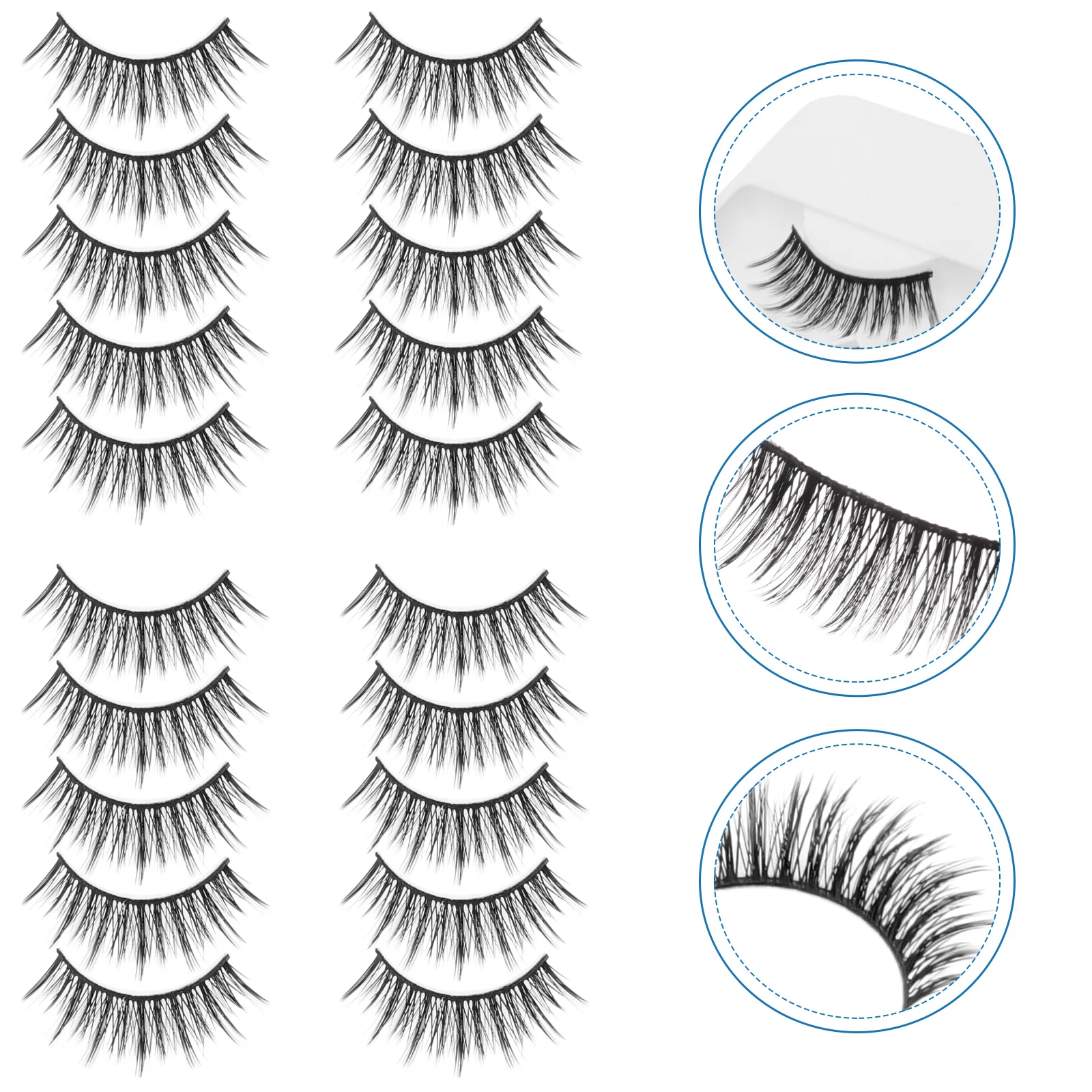 

10 Pairs Fake Eyelashes Fluffy Eyelashes Extensions Women False Eyelashes Makeup Accessories