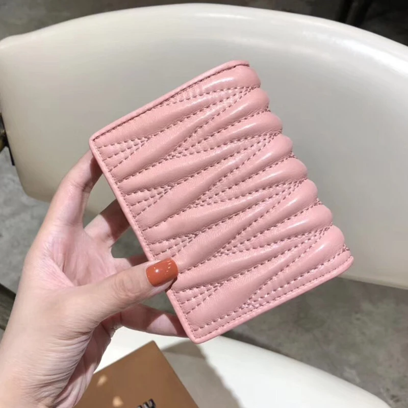 

Повседневный Модный женский кошелек из мягкой овечьей кожи, милый двойной складной кошелек с несколькими отделениями для карт, простой удобный