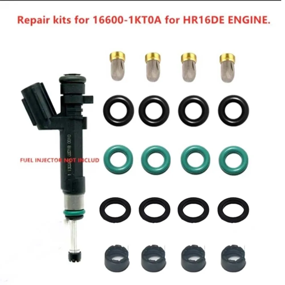 

4 компл. ремонтных комплектов топливных форсунок, фильтр Oring для Nissan Versa Qida yda Liwei xuyi 1.6l L4 2012-2019 16600-1KT0A 166001KT0A FJ1192