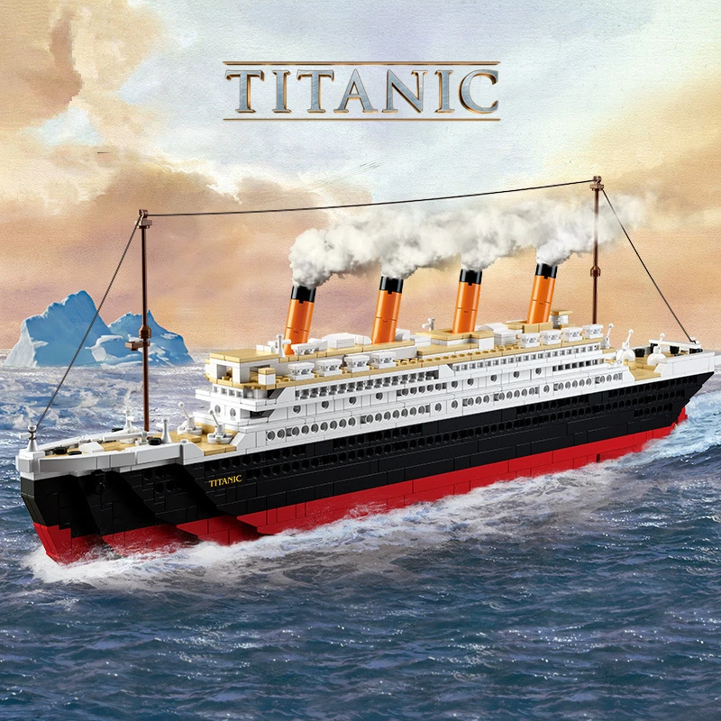 

New 1021PCS 65CM Movie Titanic Cruise Boat Ship City Model Building Kits Blocks Bricks Figures Diy Toys for Children Kid Gift