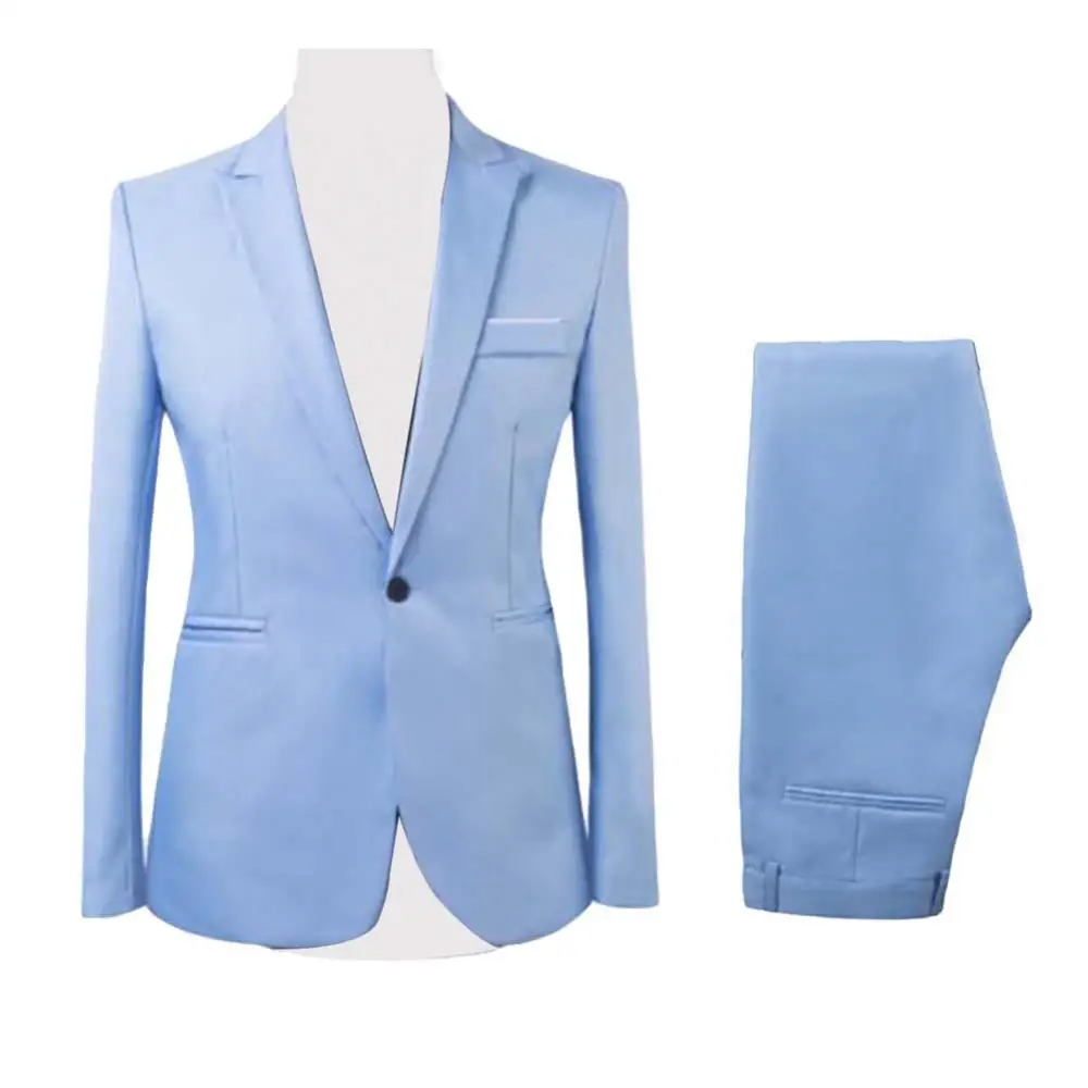 

2Pcs/Set Men Blazer Sets Formal Business Solid Color Long Sleeve Lapel Blazer Pants Suits for men trajes de hombre boda 2022